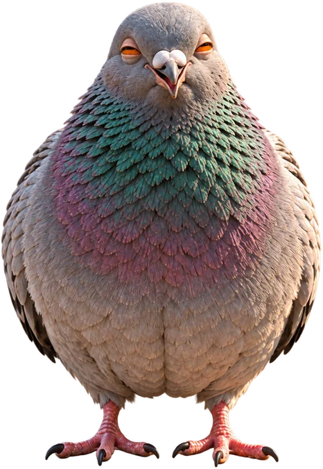 The pigeon looking pleased with herself, eyes half closed